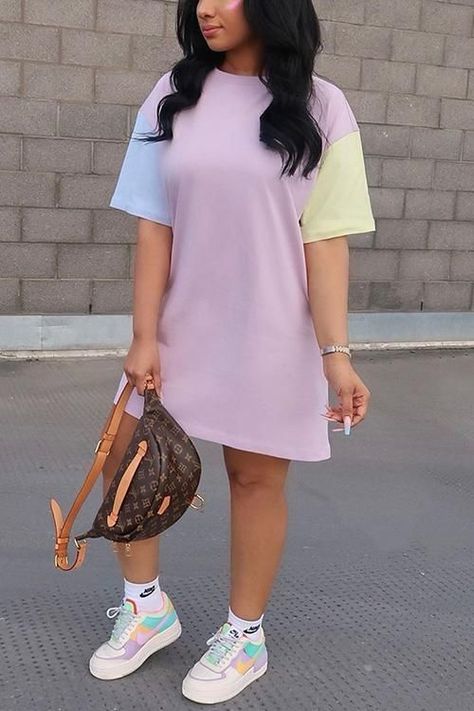 a424ed4bd3a7d6aea720b86d4a360f75desc34844021ri Boujee Outfits, Cute Swag Outfits, Baddie Outfits Casual, Dope Outfits, Teenage Fashion Outfits, Swag Outfits, Girly Outfits, Mode Inspiration, Tee Dress