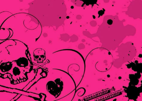 Free Pink skull background for powerpoint slide template.. download pink skull background. #Pattern #Pink #Skull Y2k Backrounds Laptop, 2000s Emo Wallpaper Laptop, Emo Backgrounds Laptop, Emo Computer Wallpaper, Emo Laptop Wallpaper, Rave Metro, Y2k Computer Wallpaper, Pink Emo Wallpaper, Emocore Wallpaper