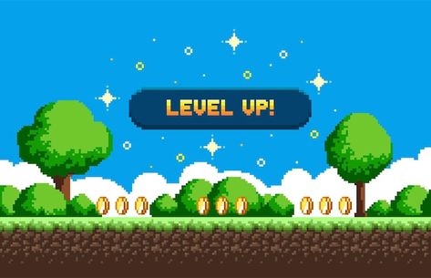 Pixel Art Game Background, Pixel Game Background, Game Design Concept, Litter Picking, Pixel Poster, Mac 11, Pixel Background, Gaming Banner, Creative Advertising Design