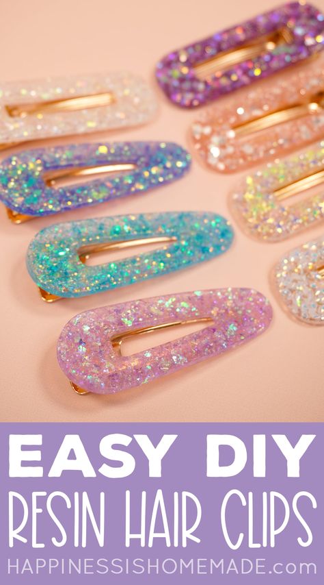 Epoxy Resin Hair Clips, How To Make Resin Hair Clips, Epoxy Hair Clip, Resin Barrettes Diy, Kids Resin Crafts, Resin How To, How To Make Hair Clips, Cool Resin Ideas, Diy Resin Crafts Ideas