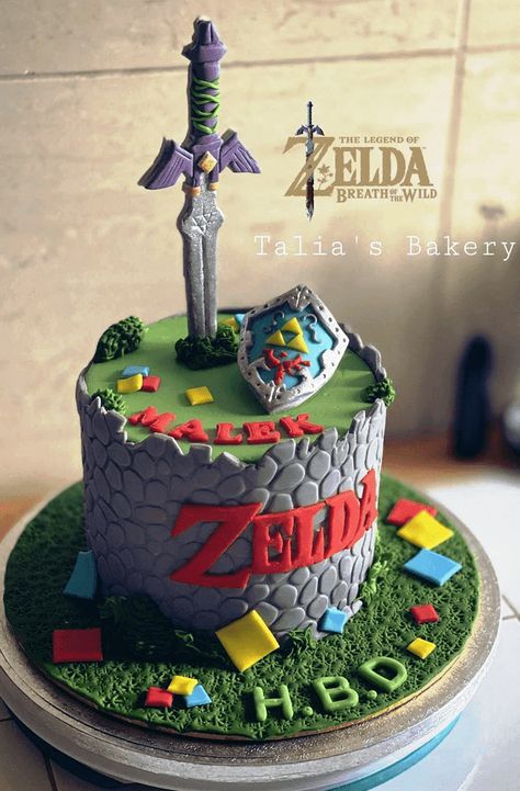 Legend of Zelda Birthday Cake Ideas Images (Pictures) Legend Of Zelda Cake, Legend Of Zelda Birthday, Zelda Diy, Zelda Cake, Zelda Party, Zelda Birthday, Edible Image Cake, Double Height, Cake Sizes