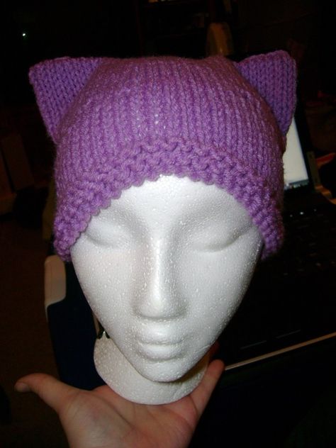 Knit Cat Hat, Crochet Knit Stitch, Loom Knitting Patterns Hat, Cat Hat Pattern, Loom Hats, Knit Cat, Loom Knit Hat, Stitch Hat, Knifty Knitter