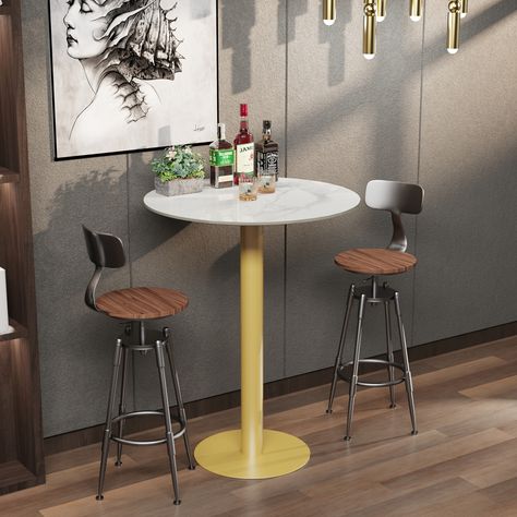 The Round White Slate Top Heavy Duty Bar Table is a stylish and functional addition to any home or commercial space. Square Pub Table, Round Dinning Table, Metal Cocktail Table, Round Bar Table, Kitchen Bar Table, Shopping Luxury, Bar Tables, Pub Table Sets, Studio Table