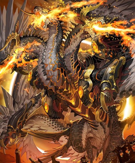 Card: Azi Dahaka Bahamut Dragon, Rage Of Bahamut, Legendary Dragons, Beast Creature, Dragon Artwork Fantasy, Fantasy Beasts, Monster Concept Art, Dragon Pictures, Fantasy Creatures Art