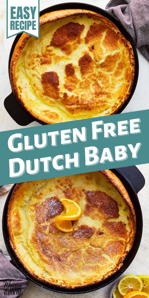 Breakfast has never been easier with this gluten-free Dutch baby recipe. A simple better creates a mega-pancake that'll wow the whole family! Dutch Baby Gluten Free, Gf Dutch Baby, Gluten Free German Pancake Recipe, Gf German Pancakes, Paleo Dutch Baby, Dutch Pancake Recipe, Gluten Free Dutch Baby, Gluten Free Dutch Baby Pancake, Coconut Flour Dutch Baby