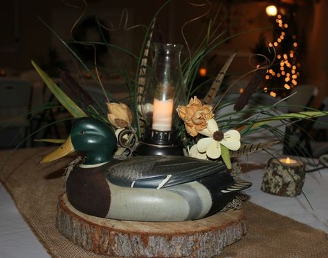 Camo Wedding Centerpieces, Hunting Themed Wedding, Duck Hunting Wedding, Wedding Buffet Table Decor, Hunting Wedding Theme, Grooms Cake Tables, Wild Game Dinner, Rehearsal Dinner Themes, Grooms Table