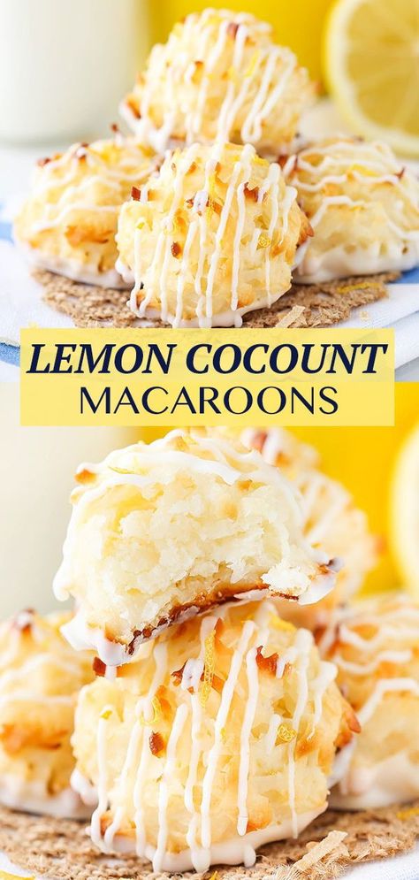 Macaroons Recipe, Coconut Macaroons Recipe, Bakery Goods, Lemon Coconut, Macaroon Recipes, Lemon Flavor, Oreo Dessert, Coconut Macaroons, Coconut Recipes