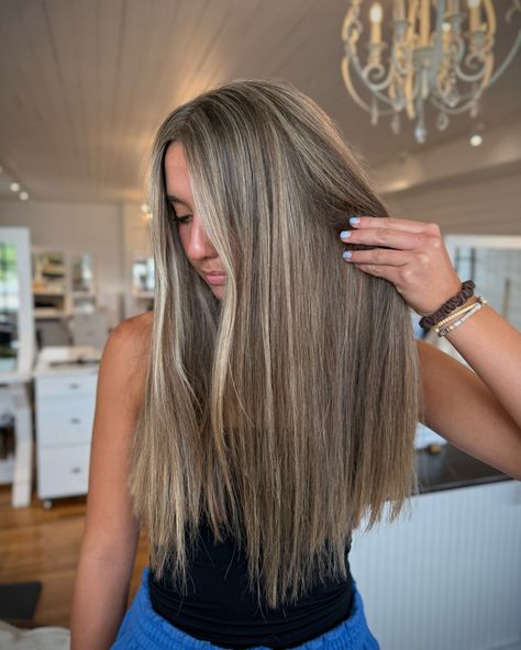 sandy blonde 🥥🐚 #hairstylist #hairstylists #michiganstylist #mihairstylist #blonde #brunette #highlights #lowlights #livedinblonde #livedinhair #dimensionalblonde #rootsmudge #teasylights #balayage #haircut #holland #grandrapids #michigan Fall Brown Blonde Hair, Blond Highlights Money Piece, Brunette With Blonde Lowlights, Ash Brown Blonde Highlights, Blonde With Ash Lowlights, Blonde Going Darker, Brunette Ashy Highlights, Brown Low Lights For Blonde Hair, Highlights Lowlights Blonde