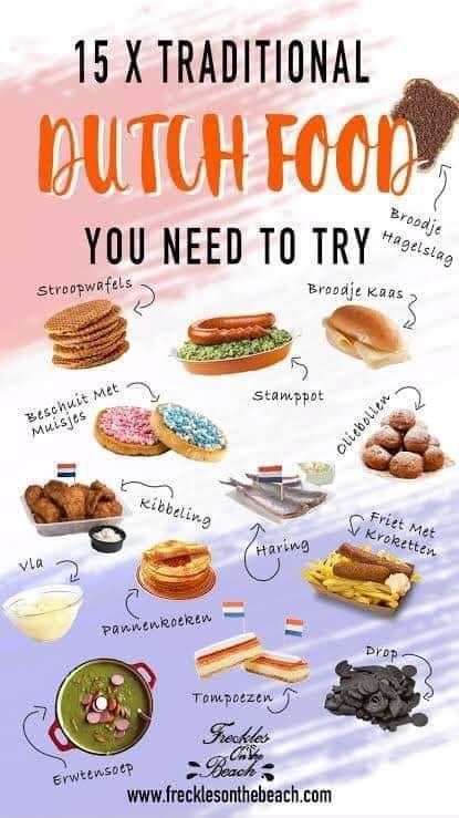 Dutch foods to try. Okay there are only 14 listed even though it says 15.. go figure. I've tried a few and will look for opportunities to try more. Typical Dutch Food, Dutch Desserts, Culture Recipes, Amsterdam Vacation, Netherlands Food, Dutch Cuisine, Amsterdam Itinerary, Amsterdam Food, Dutch Netherlands