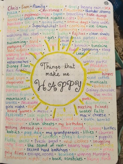 Happiness, positivity, bujo, bullet journal, colourful, page ideas Peace Journal Ideas, Class Journals Ideas, Things I Adore Journal Page, Things I Adore Journal, Counsellors Office, Bullet Journal For Kids, Kindness Tree, Hopeless Crush Quotes, Illustrated Journal