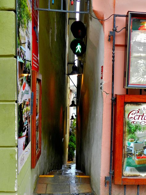 The narrowest street with traffic light in the world, Prague, Czech Republic. By Luis Jacome. Prague Czech Republic, Prague Czech, Traffic Light, Prague, Czech Republic, The World, Travel