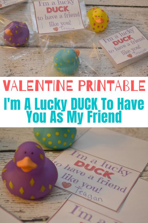 You Quack Me Up Free Printable, Duck Valentine Printable Free, Lucky Duck Valentine Free Printable, Rubber Duck Valentines For Kids, Lucky Duck Valentine, Valentines For Preschool, Rubber Duck Valentine, Duck Valentine, Free Printable Valentines Tags