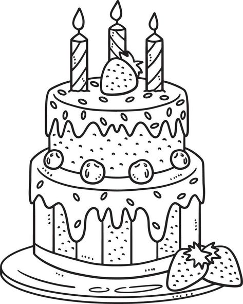 Birthday Cake Isolated Coloring Page for Kids Art Birthday Cake, Cake Coloring, Art Books For Kids, Cupcake Coloring Pages, Minions Coloring Pages, Cake Drawing, Free Printable Crafts, Food Coloring Pages, Birthday Coloring Pages