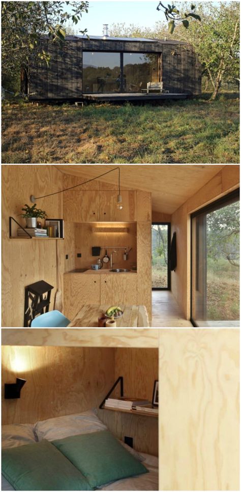 Glamping House Plan, Eco Tiny House, Glamping Decor, Movable House, Micro House Plans, Micro Homes, Micro Cabin, Glamping Cabin, Small Tiny House