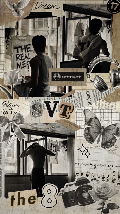 ☆ Minghao's Insta ☆ #svt #seventeen #minghao #the8 #kpop #aesthetic #collage #kpopcollage #vintage #retro #newspaper #blackandwhite #beige - I had to make smth w/ these pics ♡ Minghao Collage, Kpop Aesthetic Collage, Minghao Iphone Wallpaper, Minghao Aesthetic Dark, Seventeen Vintage Aesthetic, Seventeen Wallpaper Aesthetic, Minghao Poster Edit, Seventeen Collage, Seventeen Collage Aesthetic