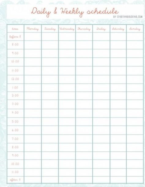 24 Hour Day Planner Bill Chart, Weekly Schedule Template, Class Schedule Template, Day Planner Template, Timetable Template, Weekly Schedule Printable, Daily Schedule Template, Daily Schedule Planner, Week Schedule