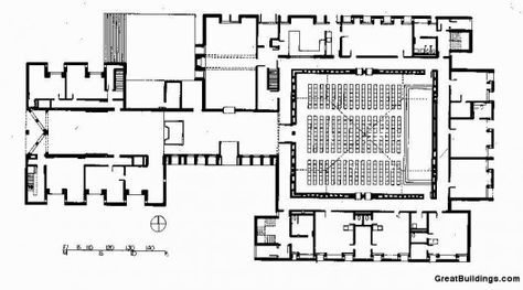 First_Unitarian_Plan greatbuildings plan Louis Kahn Plan, Tectonic Architecture, Louis Kahn, Philip Johnson, Building Plan, Classical Architecture, Oblivion, Architecture Sketch, School Architecture