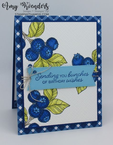 Su Blueberry Bunches, Blueberry Bunches Stampin Up Cards, Blueberry Images, Strawberry Paper, 2024 Card, Spring Cat, New Things To Try, Global Design Project, Creating Cards