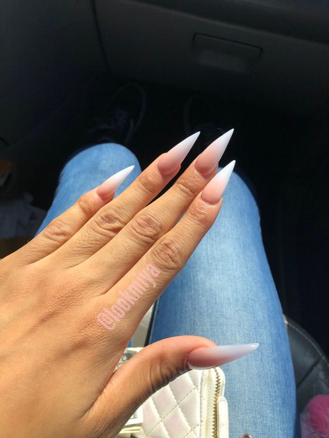 I got my nails done @ Milanie nail bar💅🏽 Long Stiletto French Tip Nails, Ombre Stilletos Nails, French Tip Stilleto Nail, French Tip Stiletto Nails Long, Stiletto Ombre Nails, French Ombre Nails Stilettos, Stilleto Frenchies, French Tip Ombre Nails, French Tip Ombre