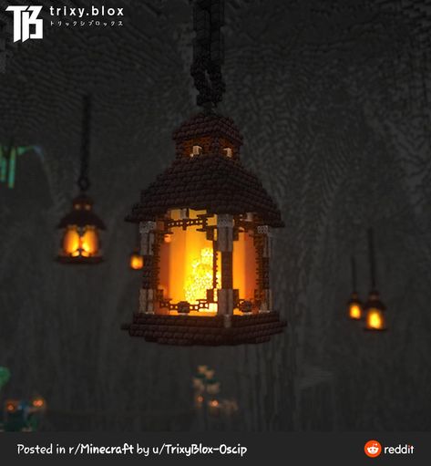 Lantern Minecraft Build, Hanging Houses In Minecraft, Mincraft Idea Houses Hanging, Minecraft House Hanging, Minecraft Floating Lantern Designs, Nightmare Before Christmas Minecraft Builds, Minecraft Hanging Lantern, Minecraft Hanging Decorations, Minecraft One Block Ideas