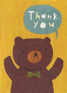 thank you bear by mique m, via Flickr Thank You Wallpaper, Thank You Poster, Thank You Pictures, Friends Sketch, Thank You Images, Cute Thank You Cards, Yellow House, Bear Illustration, Cute Cartoon Pictures