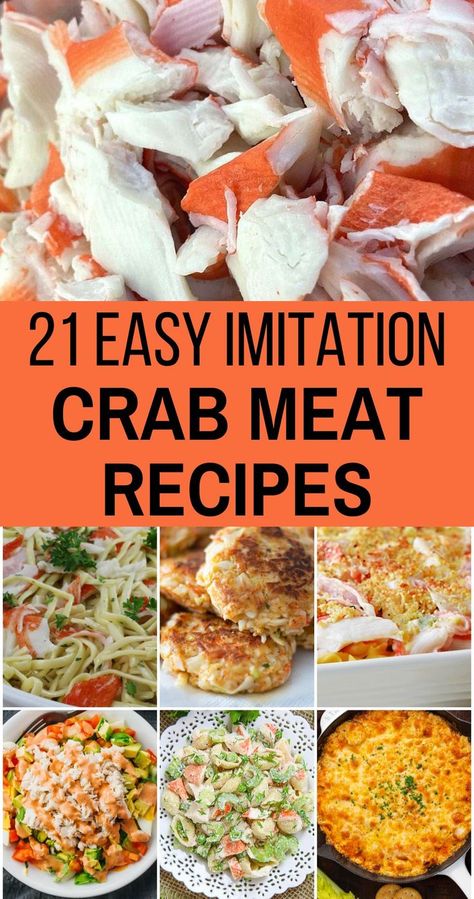 21 easy imitatioon crab meat recipes Crab Recipes Healthy, Immitation Crab Recipes, Crab Recipes Easy, Crab Pasta Recipes, Crab Rangoons, Crab Pasta, Seafood Dish Recipes, Crab Meat Recipes, Crab Dishes