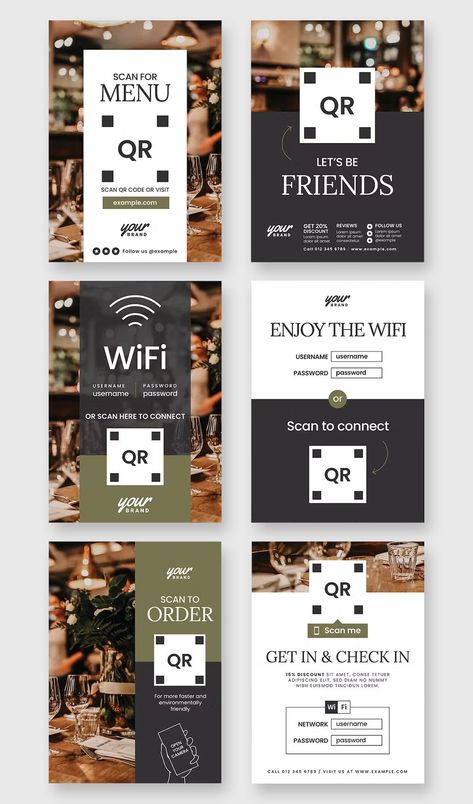 QR Code / Check In Restaurant Flyer Template AI, PSD Restaurant Qr Code Design, Qr Code Poster Design, Restaurant Flyer Design, Event Poster Design Inspiration, Food Website Design, Restaurant Flyer, Event Poster Design, Etsy Ideas, Restaurant Menu Design