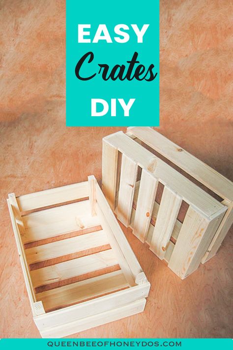 Crates are great for storing all sort of stuff. Plus, they can be decorated to fit any style! See how easy it is to make your own. #scrap wood #crates #woodworking How To Build A Crate, Diy Wooden Crate How To Build, Diy Wood Crates How To Make, Diy Wood Basket, Greenhouse Makeover, Wood Crate Diy, Cedar Projects, Types Of Storage, Small Wooden Crates