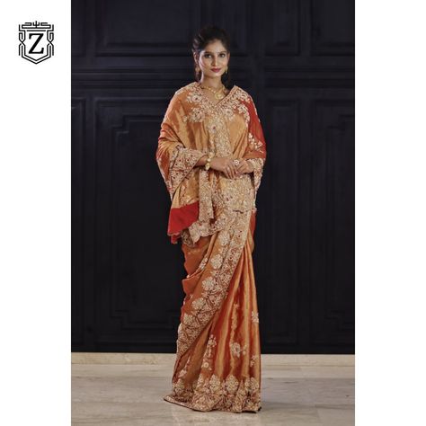 Elegance in every weave: Zardozi Brands’ Burnt Orange Tissue Designer Saree🧡 - Whatsapp us at : +91 8010814649 Visit : www.zardozipune.com - Model - @tejupatil57 MUA - @beauty_bucks_24 Sarees by - @zardozi_pune Styling - @vaibhav_seda @swamini_damle Photography team - @pacmays.clicks - #Zardozi #DesignerSaree #IndianFashion #EthnicWear #SareeLove #Fashionista #TraditionalAttire #Handcrafted #Trendsetter #SareeStyle #OrangeSaree #LuxuryFashion #StatementPiece #FestiveWear #fashiongoals Orange Saree, Traditional Attire, Designer Saree, Saree Styles, Festival Wear, Pune, Burnt Orange, Saree Designs, Trend Setter