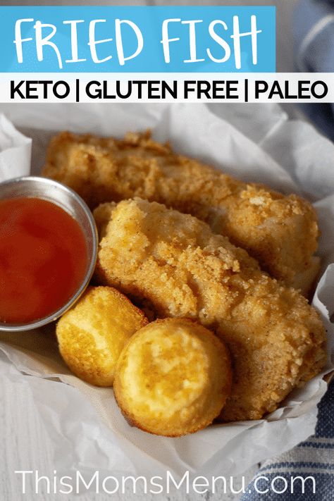 Keto Fried Fish | Eat it as is, or serve it on your favorite low carb bun with some tartar sauce for a delicious fish sandwich! You won't believe that it's low carb, gluten free and paleo friendly! #glutenfree #keto #paleo Keto Fried Fish, Air Fryer Recipes Keto, Low Carb Bun, Fish Eat, Fish Sandwich, Tartar Sauce, Keto Paleo, Keto Foods, Keto Recipes Dinner