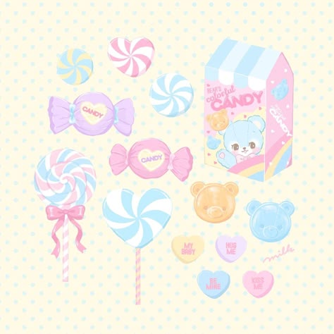 Kawaii Candy Drawing, Candy Drawing, Png Girl, Note Doodles, Cyberpunk Girl, Cute Kawaii Animals, Background Drawing, Cute Food Art, Cute Animal Drawings Kawaii