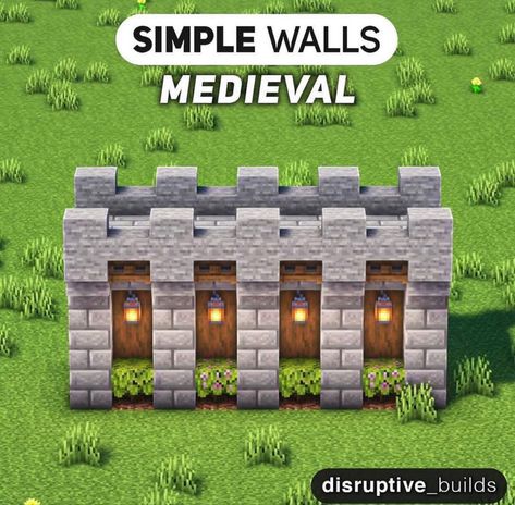 Minecraft Walls Ideas, Minecraft Castle Walls, Château Minecraft, Minecraft Wall Designs, Minecraft Building Designs, Minecraft Wall, Rumah Minecraft Sederhana, Walls Ideas, Minecraft Structures