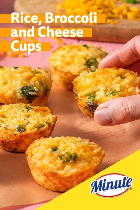 Broccoli, rice and cheese cups Brocoli And Cheese, Rice Cups, Cheese Cups, Rice Broccoli, Broccoli Cheese Casserole, Packed Lunch, Broccoli Rice, Cooked Veggies, Air Fryer Recipes Easy