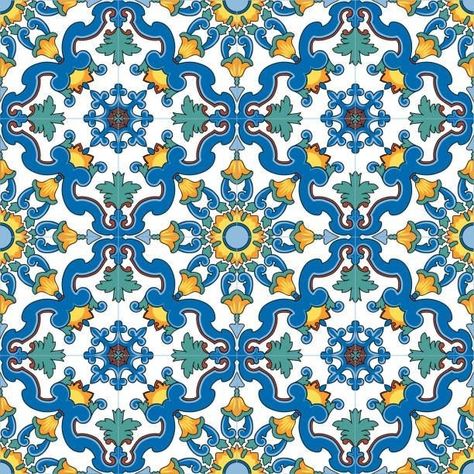 Mandala Colour, Sicilian Ceramics, Italian Pattern, Gorgeous Tile, Traditional Motifs, Blue Pottery, Southern Italy, Deco Floral, Vector Illustration Design