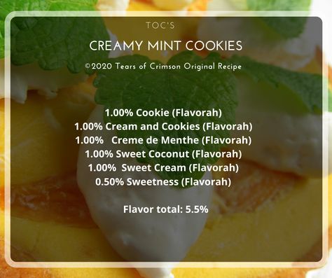 Diy E Liquid, Mint Cookies, Juice Recipe, Vanilla Cream, E Liquid, Cookies And Cream, Juicing Recipes, Original Recipe, Calculator