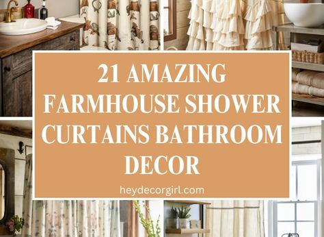 21 Amazing Farmhouse Shower Curtains Bathroom Decor - Hey Decor Girl [Latest Trending Decor Design Ideas] Modern Farmhouse Bathroom Rugs, Shower Decor Ideas Bathroom, Guest Bathroom Shower Curtain Ideas, Vintage Shower Curtain Ideas, Rustic Shower Curtain Ideas, Country Bathroom Ideas Farmhouse, Farmhouse Shower Curtains, Decorating A Bathroom, Burlap Shower Curtains