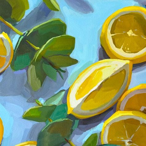 Vicki McGrath on Instagram: "“Lemons and Eucalyptus l” - 16” x 16” gouache on cold press  If you’re following along in my stories, I posted a progress shot of my largest gouache painting I’ve ever attempted 😅  It was a learning curve for sure, but I’m so happy with the results ☺️🍋🍋🍋💛💛  I’m currently working on some new pieces for the @oldtownartfair where this one will make her in-person debut.  #gouacheartist #artcollector #artlover #artforyourhome #aestheticart #lemonlove #colorfulart" Agnes Martin, Gouache Painting, Cold Pressed, Art Collector, So Happy, Aesthetic Art, Colorful Art, Lovers Art, Design Inspiration