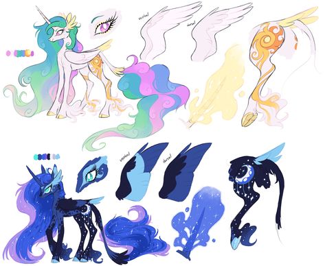 Princess Redesigns by 8xenon8 Celestia And Luna Redesign, Mlp Princess Redesign, Mlp Princess Luna Redesign, Mlp Main 6 Redesign, Mane 6 Redesign, Mlp Redesigns Mane 6, Princess Celestia Redesign, Mlp Celestia Redesign, Mlp Luna Redesign