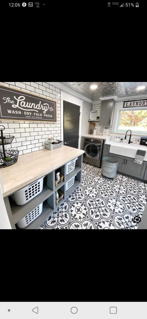 White And Black Laundry Room Ideas, Black And White Aesthetic House Interior, Laundry Room Black And White, Black And White Laundry Room, Laundry Room Black, Room Black And White, White Laundry Rooms, White Shiplap Wall, Wash Dry Fold