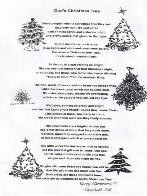 Christmas poem--"God's Christmas Tree" Christmas Tree Bible Lesson, Meaning Of Christmas Tree Christian, Christmas Tree Sunday School Lesson, Christmas Poems About Jesus, Christmas Stories Inspirational, Meaning Of Christmas Tree, Christmas Poems For Church, Poems About Christmas, Christmas Tree Story