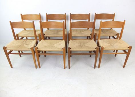 For sale: Set of 8 Oak 'CH36' Dining Chairs by Hans Wegner for Carl Hansen & Søn, 1960s | #vntg #vintage Carl Hansen & Son, Teak Dining Chairs, Carl Hansen, Oak Dining Chairs, Hans Wegner, Set Of, Set Vintage, Vintage Design, Teak