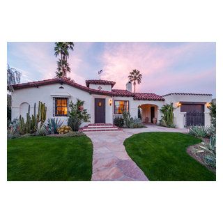 Spanish Revival Interior Renovation - Palm Springs, CA - Mediterranean - Exterior - Denver - by Designs West - Telluride, CO | Houzz Palm Springs House Exterior, Spanish Revival Exterior, Modern Spanish Farmhouse, Spanish Revival Interior, Palm Springs Homes, Palm Springs Houses, Spanish Farmhouse, Spanish Colonial Homes, Palm Springs House