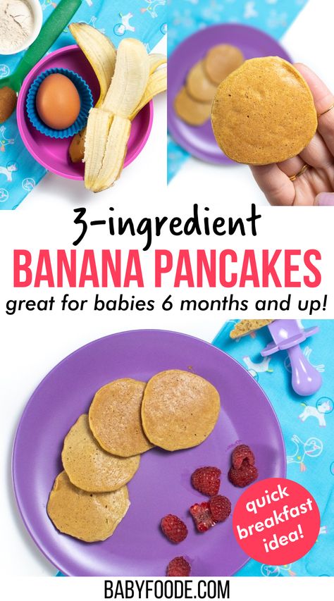 Pancakes For Babies, Banana Pancakes For Baby, Baby First Finger Foods, Pancakes For Baby, Baby Led Weaning Breakfast, Easy Banana Pancakes, 6 Month Baby Food, Baby Led Weaning First Foods, Baby Breakfast