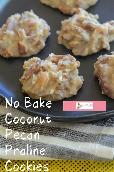 Praline Cookies Recipe, No Bake Cookies Recipe Peanut Butter, Pecan Praline Cookies, No Bake Coconut Cookies, Praline Cookies, Coconut Pecan Cookies, Best No Bake Cookies, Cookies Coconut, Easy No Bake Cookies