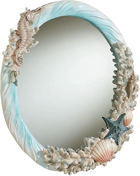 Coral Mirror, Beach Mirror, Spiegel Diy, Coastal Mirrors, Seashell Mirror, Shell Mirror, Dekor Diy, Beach Homes, Beach Bedroom