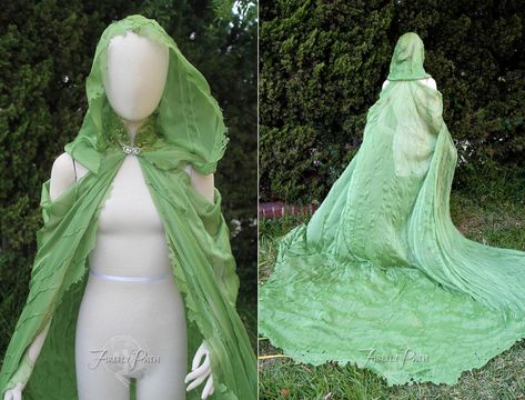 Slytherin Gown, Elven Cape, Fairy Cape, Fantasy Cape, Green Cloak, Firefly Path, Cape With Hood, Fantasy Realm, Long Cape