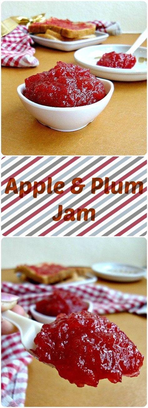 Apple & Plum Jam Recipe | This homemade apple and plum jam is very easy to make and gets ready with few ingredients. Plum Jam With Pectin, Dragon Fruit Jam Recipe, Plum Desserts, Jam With Pectin, Apple Jam Recipe, Plum Jam Recipe, Fruit Jam Recipes, Plum Jam Recipes, Plum Recipes