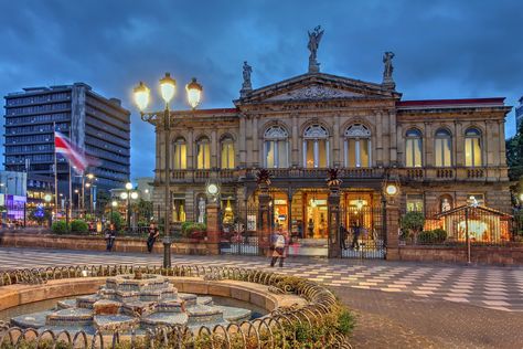 Costa Rica's new president wants to ban all fossil fuels in transport by 2021. San Jose Costa Rica, National Theatre, Funchal, Most Beautiful Cities, Cool Countries, Banksy, International Travel, Central America, Tulum