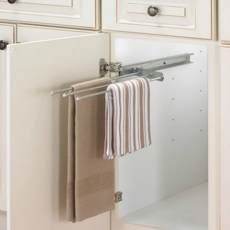 Ideas for Hanging & Storing Towels in a Really Small Bathroom Bathroom Towel Rack Ideas, Towel Hanging Ideas, Kitchen Towels Storage, Kitchen Towel Rack, Storing Towels, Kitchen Towel Holder, Inside Cabinets, Kitchen Pulls, Tiny Bathrooms