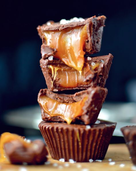 Homemade buttery caramel in a shell of dark chocolate. So good. Salted Caramel Desserts, Caramel Cups, Chocolate Homemade, Butter Caramel, Caramel Desserts, Chocolate Butter, Caramel Chocolate, Homemade Butter, Homemade Candies